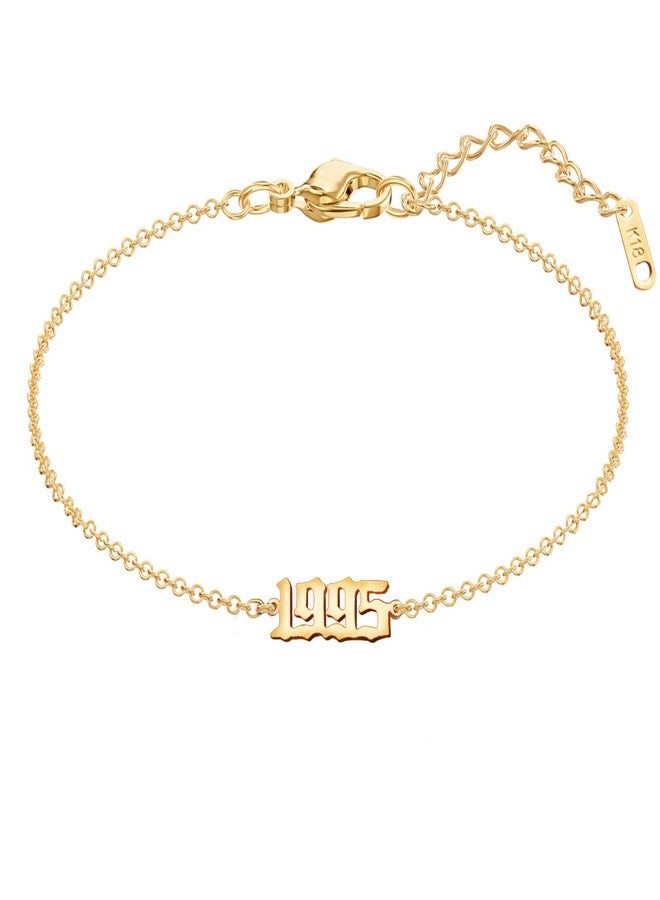 Glimmerst 18K Gold Plated Stainless Steel Birthday Year Number Bracelet Memorable Anniversary 1995 Year Bracelet for Women - Image 1